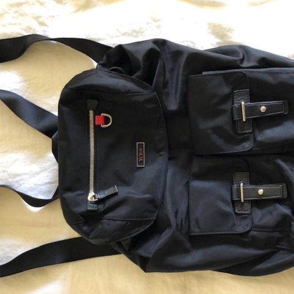 Tumi Voyager Nylon & Leather Backpack Black